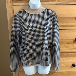 Ann Taylor Houndstooth Knit Sweater with Metallic Collar